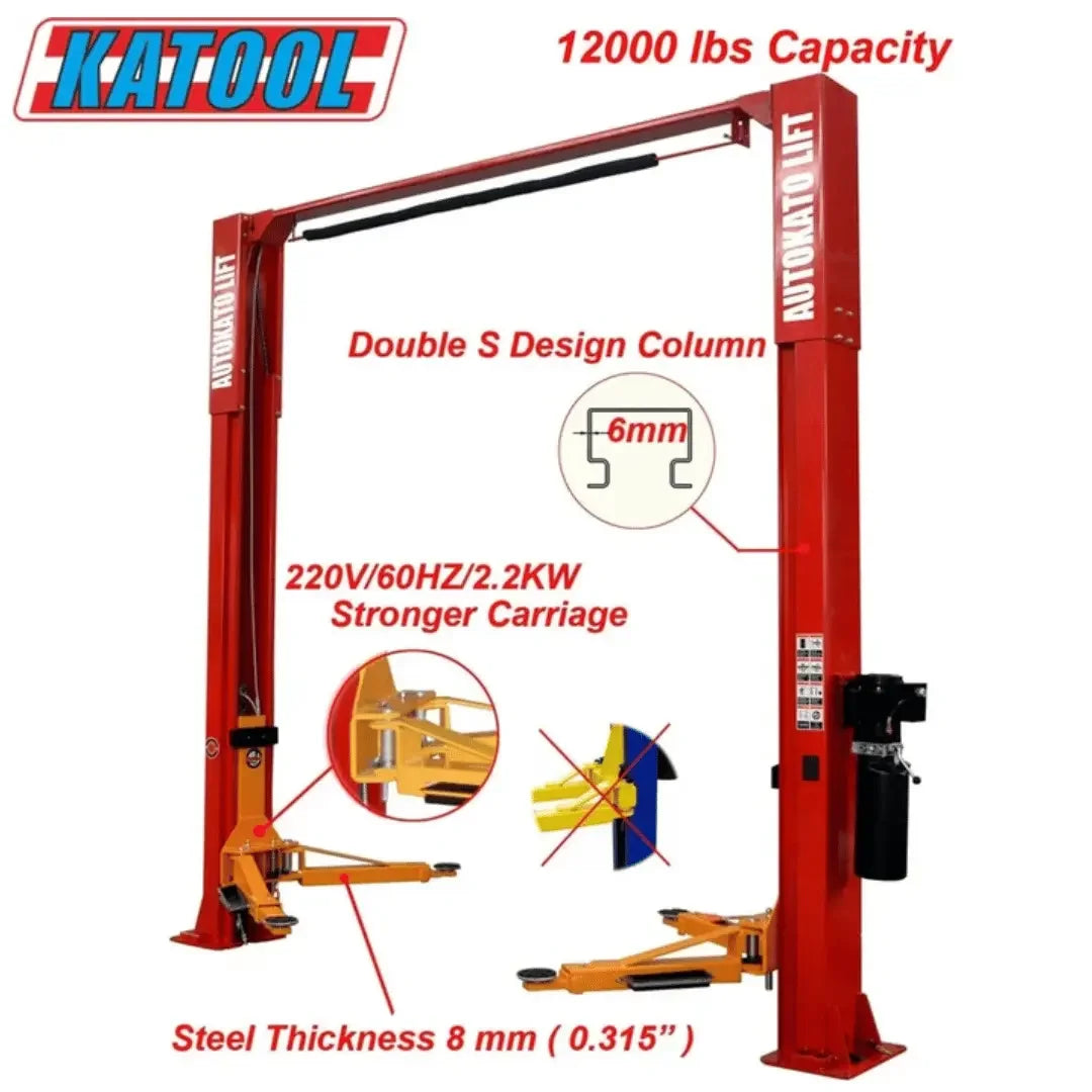 Katool KT-M120 12,000lb 2 Post Clear-floor Vehicle Lift