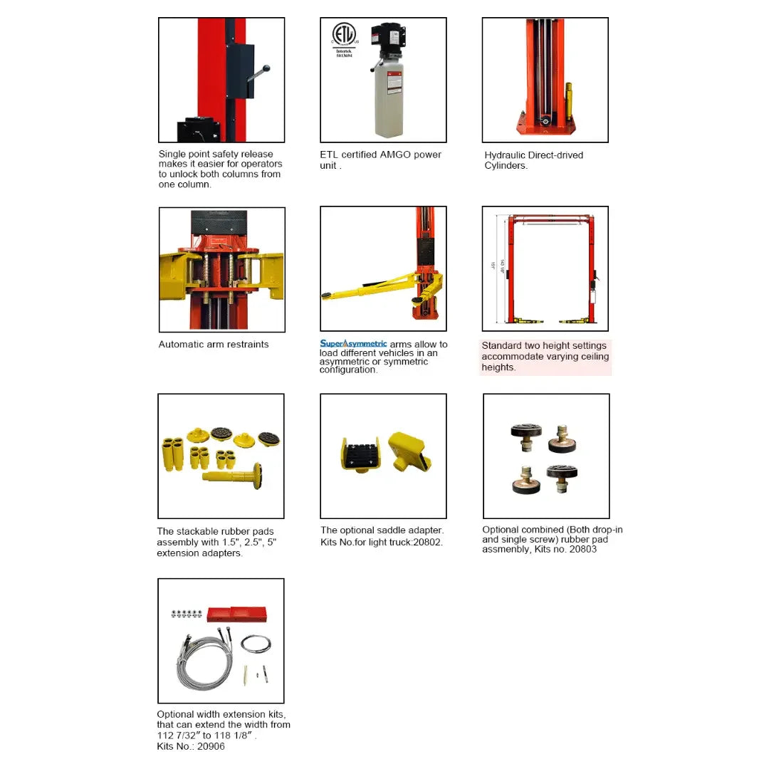 Amgo OH-9 9,000 lb 2 Post Lift