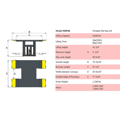 Portable Auto Lift Amgo MRP06 Mid Rise